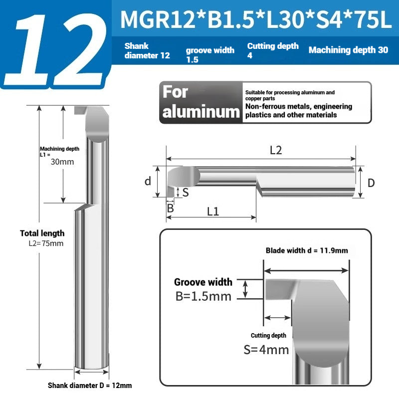 1135-CNC Small Bore Grooving Tool MGR Integral Tungsten Carbide Small Bore Hook Grooving Tool for Steel and Aluminum Internal Grooving Toolholder Shandong Denso Pricision Tools Co.,Ltd.